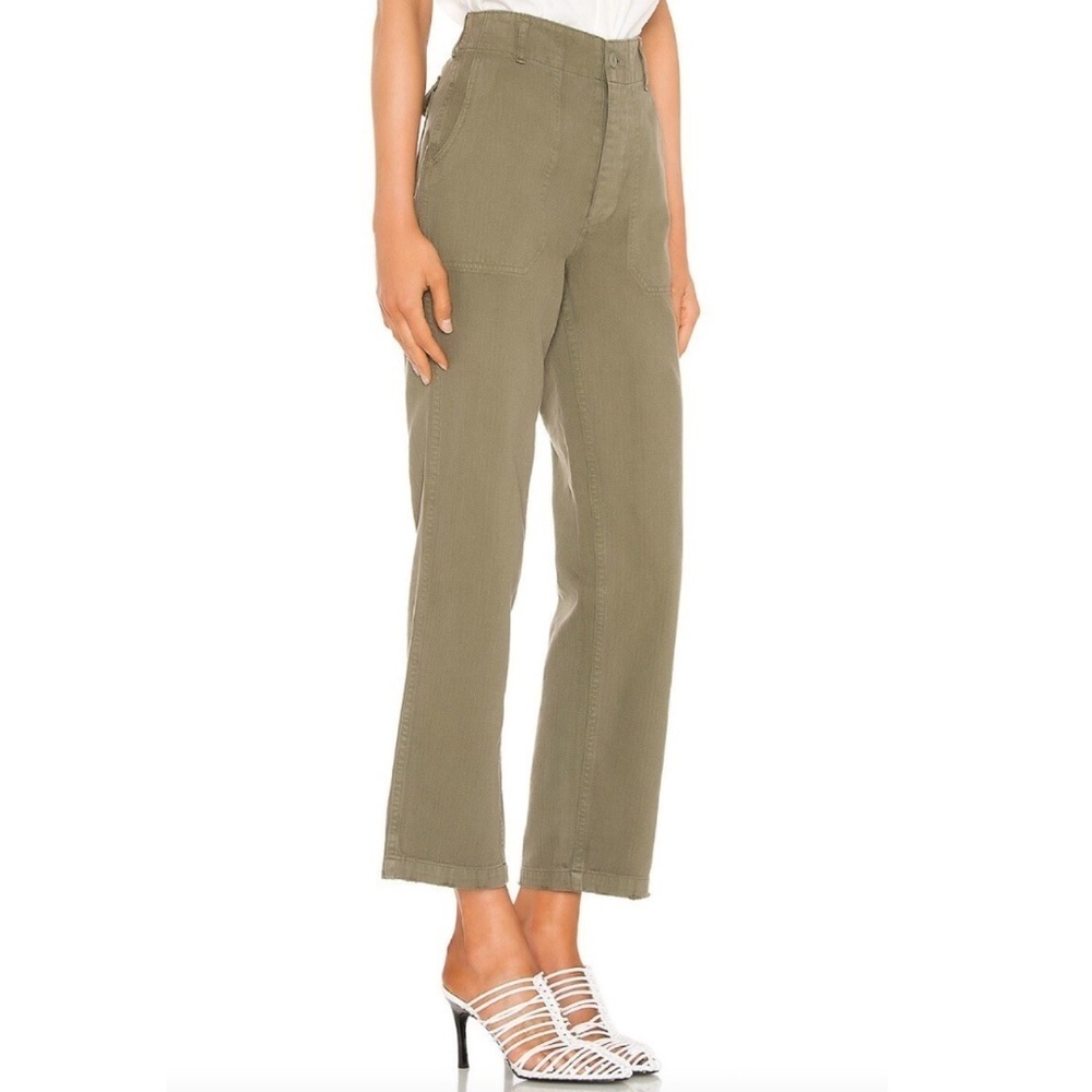RE/DONE 50s Military Trouser Straight Leg Ankle Pants Olive Green Size 26 - Picture 2 of 10